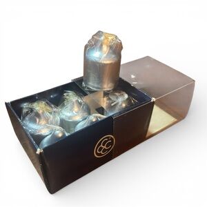 Vtg Set Colonial Cape Cod Votive Candles Silver In Box Metallic Wedding